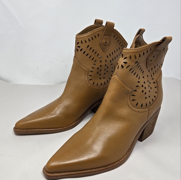 Marc Fisher LTD Women's Western Boots Sz 9M Carmel Leather Ankle Cut Outs Rodeo - Picture 3 of 12